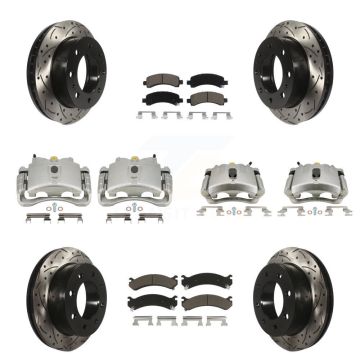 Front Rear Brake Caliper Drilled Slot Rotor Ceramic Pad Kit (10Pc) For Chevrolet Express KCD-100401C