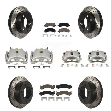 Front Rear Brake Caliper Drill Slotted Rotors Ceramic Pad Kit (10Pc) For GMC Savana 2500 KCD-100402C