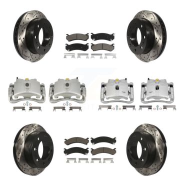 Front Rear Brake Caliper Drill Slot Rotors Ceramic Pad Kit (10Pc) For GMC Chevrolet 2500 KCD-100403C