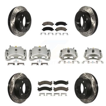 Front Rear Brake Caliper Drilled Slot Rotor Ceramic Pad Kit (10Pc) For Chevrolet Express KCD-100404C