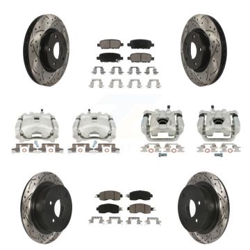 Front Rear Brake Coat Caliper Drill Slot Rotors Ceramic Pad Kit (10Pc) For Nissan Altima KCD-100405C
