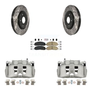 Front Brake Coated Caliper Drill Slot Rotors Ceramic Pad Kit For 2014-2020 Dodge Journey KCD-100405N