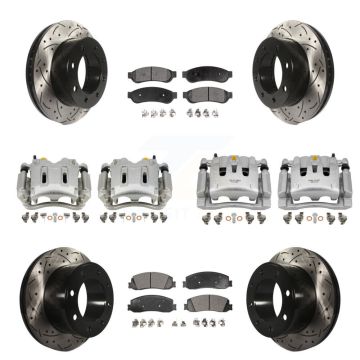 Front Rear Brake Caliper Drill Slotted Rotor Ceramic Pad Kit (10Pc) For Ford F-350 Super KCD-100407T