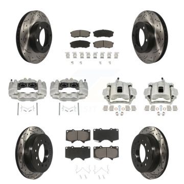 Front Rear Brake Caliper Drilled Slot Rotor Ceramic Pad Kit (10Pc) For Toyota FJ Cruiser KCD-100408C