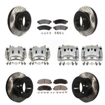 Front Rear Brake Caliper Drill Slotted Rotor Ceramic Pad Kit (10Pc) For Ford F-250 Super KCD-100408T