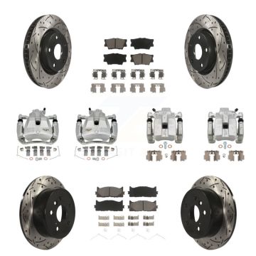 Front Rear Brake Caliper Drill Slot Rotors Ceramic Pad Kit (10Pc) For Toyota Camry Lexus KCD-100411C