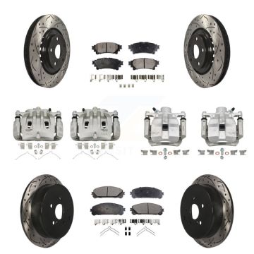 Front Rear Brake Caliper Drill Slot Rotors Ceramic Pad Kit (10Pc) For Lexus RX350 RX450h KCD-100411T