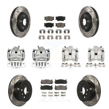 Front Rear Brake Caliper Drill Slot Rotors Ceramic Pad Kit (10Pc) For Toyota Camry Lexus KCD-100412C