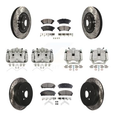 Front Rear Brake Caliper Drill Slot Rotors Ceramic Pad Kit (10Pc) For Lexus RX350 RX450h KCD-100412T