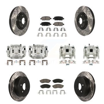 Front Rear Brake Caliper Drill Slot Rotors Ceramic Pad Kit (10Pc) For Nissan Murano QX70 KCD-100413C