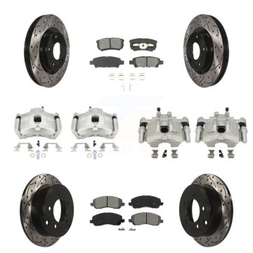 Front Rear Brake Caliper Drill Slot Rotors Semi-Metallic Pad Kit (10Pc) For Jeep Patriot KCD-100414S