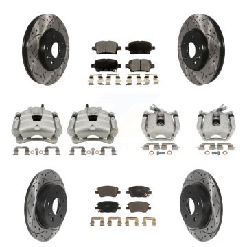 Front Rear Brake Caliper Drill Slotted Rotors Ceramic Pad Kit (10Pc) For Chevrolet Cruze KCD-100414T