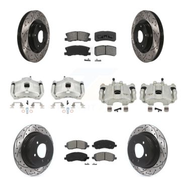 Front Rear Brake Caliper Drill Slot Rotors Semi-Metallic Pad Kit (10Pc) For Jeep Patriot KCD-100415S