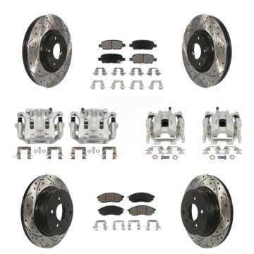 Front Rear Brake Caliper Drill Slot Rotor Ceramic Pad Kit (10Pc) For 08-12 INFINITI EX35 KCD-100417C