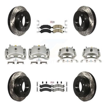 Front Rear Brake Caliper Drill Slot Rotors Ameribrakes Pad Kit (10Pc) For Chevrolet 2500 KCD-100418N