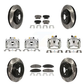 Front Rear Brake Coated Caliper Drill Slot Rotor Ceramic Pad Kit (10Pc) For Chrysler 300 KCD-100421C
