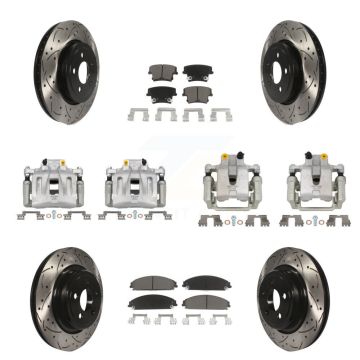 Front Rear Brake Caliper Drill Slot Rotors Ceramic Pad Kit (10Pc) For Dodge Charger 3.6L KCD-100422C