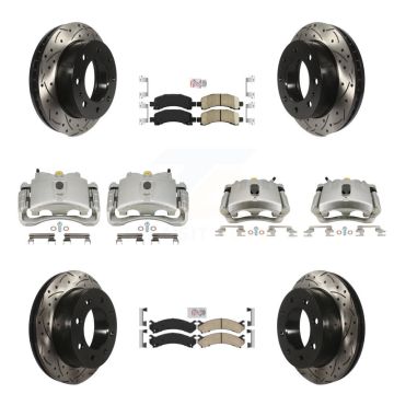 Front Rear Brake Caliper Drilled Slot Rotor Ceramic Pad Kit (10Pc) For Chevrolet Express KCD-100422N