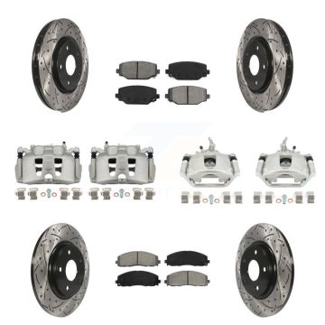 Front Rear Brake Caliper Drill Slot Rotor Semi-Metallic Pad Kit (10Pc) For Dodge Journey KCD-100422S