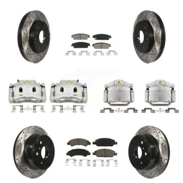 Front Rear Brake Caliper Drill Slot Rotors Ceramic Pad Kit (10Pc) For Chevrolet GMC 1500 KCD-100423C
