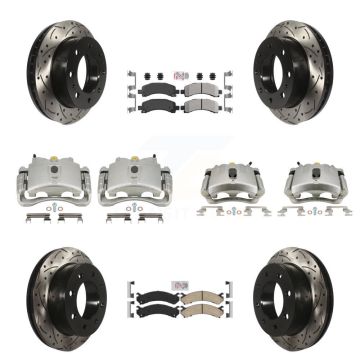 Front Rear Brake Caliper Drill Slot Rotors Ameribrakes Pad Kit (10Pc) For Chevrolet 2500 KCD-100423N