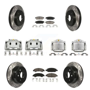 Front Rear Brake Caliper Drill Slot Rotor Ceramic Pad Kit (10Pc) For Chevrolet Silverado KCD-100424C
