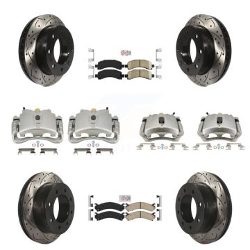 Front Rear Brake Caliper Drill Slotted Rotors Ceramic Pad Kit (10Pc) For GMC Savana 2500 KCD-100424N