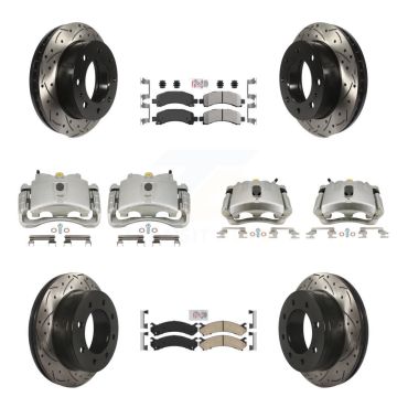 Front Rear Brake Caliper Drill Slot Rotor Ameribrakes Pad Kit (10Pc) For GMC Savana 2500 KCD-100425N