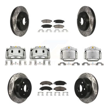 Front Rear Brake Caliper Drill Slot Rotor Ceramic Pad Kit (10Pc) For Chevrolet Avalanche KCD-100426C