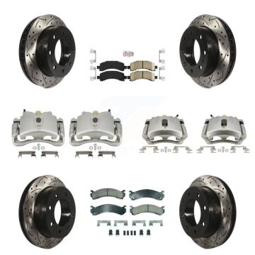 Front Rear Brake Caliper Drilled Slot Rotor Ceramic Pad Kit (10Pc) For Chevrolet Express KCD-100426N
