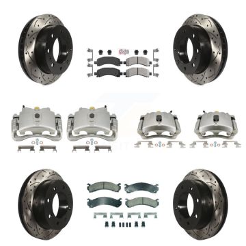 Front Rear Brake Caliper Drill Slot Rotors Ameribrakes Pad Kit (10Pc) For Chevrolet 2500 KCD-100427N
