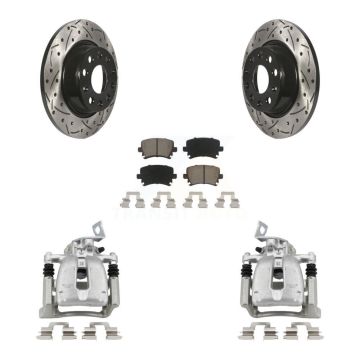 Rear Disc Brake Coated Caliper Drill Slot Rotor Ceramic Pad Kit For Volkswagen CC Passat KCD-100428C