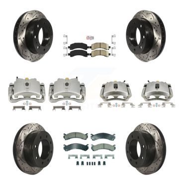 Front Rear Brake Caliper Drill Slotted Rotors Ceramic Pad Kit (10Pc) For GMC Savana 2500 KCD-100428N