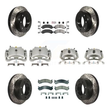 Front Rear Brake Caliper Drill Slot Rotor Ameribrakes Pad Kit (10Pc) For GMC Savana 2500 KCD-100429N