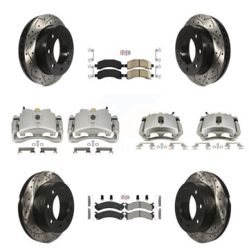 Front Rear Brake Caliper Drill Slot Rotors Ameribrakes Pad Kit (10Pc) For Chevrolet 2500 KCD-100430N