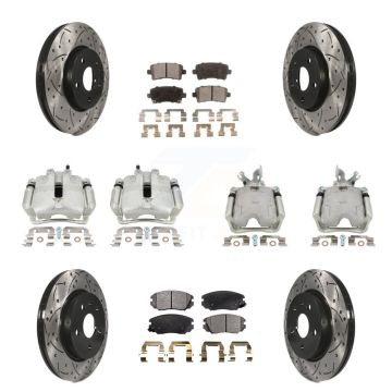 Front Rear Brake Coat Caliper Drill Slot Rotor Ceramic Pad Kit (10Pc) For Buick LaCrosse KCD-100430T