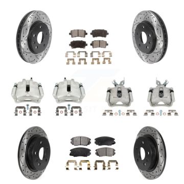 Front Rear Brake Caliper Drill Slotted Rotor Ceramic Pad Kit (10Pc) For Chevrolet Malibu KCD-100431T
