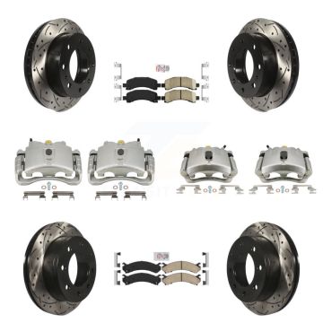 Front Rear Brake Caliper Drilled Slot Rotor Ceramic Pad Kit (10Pc) For Chevrolet Express KCD-100432N