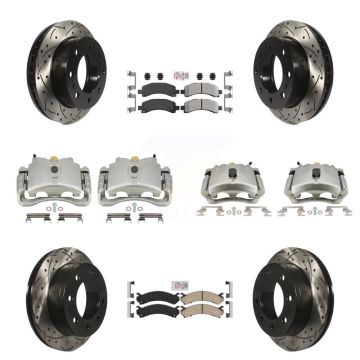 Front Rear Brake Caliper Drill Slot Rotors Ameribrakes Pad Kit (10Pc) For Chevrolet 2500 KCD-100433N