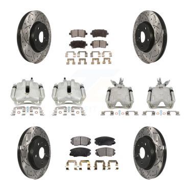 Front Rear Brake Caliper Drill Slotted Rotor Ceramic Pad Kit (10Pc) For Chevrolet Malibu KCD-100433T
