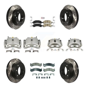 Front Rear Brake Caliper Drilled Slot Rotor Ceramic Pad Kit (10Pc) For Chevrolet Express KCD-100434N