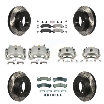 Front Rear Brake Caliper Drill Slot Rotors Ameribrakes Pad Kit (10Pc) For Chevrolet 2500 KCD-100435N