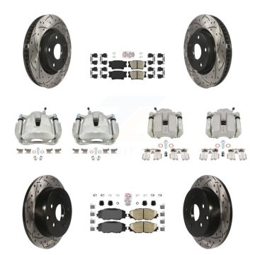 Front Rear Brake Coated Caliper Drill Slot Rotors Ceramic Pad Kit (10Pc) For Toyota RAV4 KCD-100437N