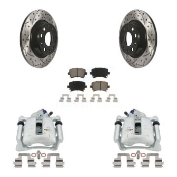 Rear Disc Brake Coated Caliper Drill Slot Rotor Ceramic Pad Kit For Volkswagen Tiguan CC KCD-100438C