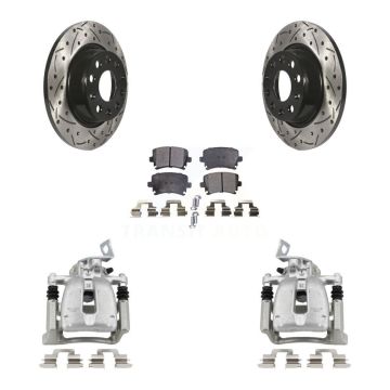 Rear Disc Brake Coated Caliper Drill Slot Rotor Ceramic Pad Kit For Volkswagen CC Passat KCD-100438T
