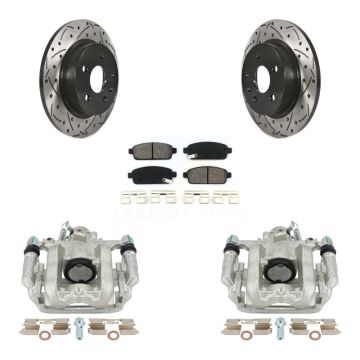 Rear Brake Caliper Drill Slotted Rotor Semi-Metallic Pad Kit For Chevrolet Cruze Limited KCD-100440S