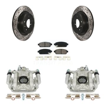 Rear Brake Caliper Drill Slot Rotors Semi-Metallic Pad Kit For 13 Chevrolet Cruze LT/LTZ KCD-100441S