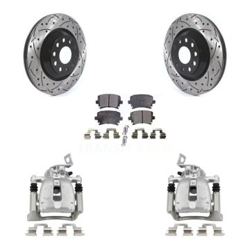 Rear Brake Caliper Drill Slot Rotors Semi-Metallic Pad Kit For 2009 Volkswagen Passat CC KCD-100443P