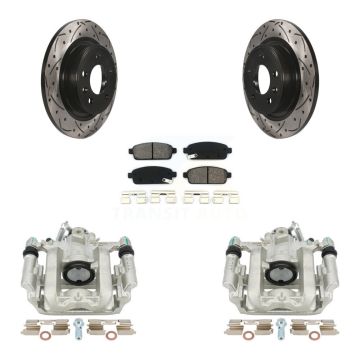 Rear Brake Caliper Drill Slotted Rotor Semi-Metallic Pad Kit For Chevrolet Cruze Orlando KCD-100443S