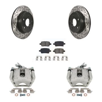 Rear Brake Coated Caliper Drill Slotted Rotors Semi-Metallic Pad Kit For Chevrolet Cruze KCD-100444S